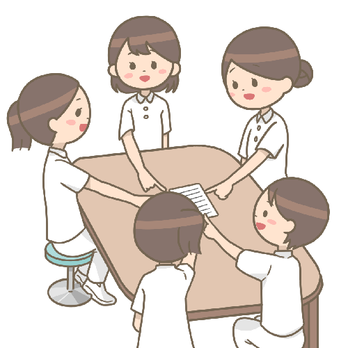 看護師が複数人で指差し呼称をしている