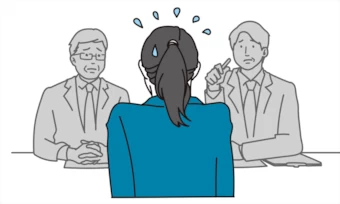 面接で焦る女性