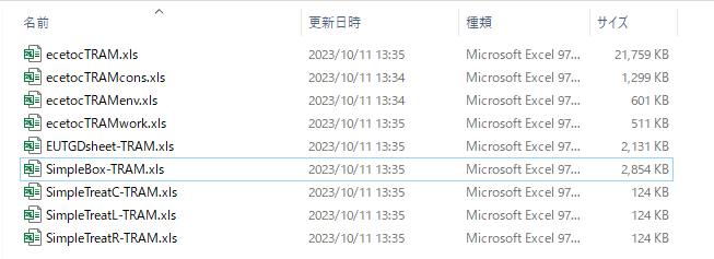 解凍したファイル