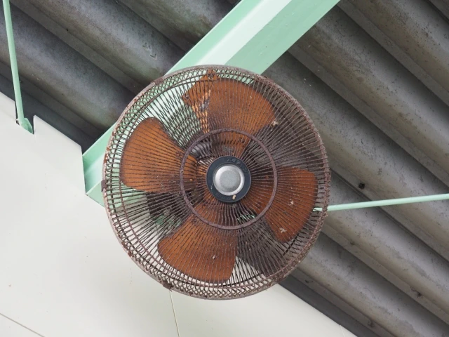 天井に取り付けられた扇風機