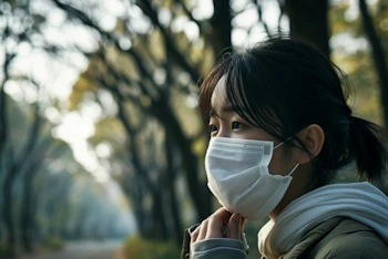 マスクを着用する女性