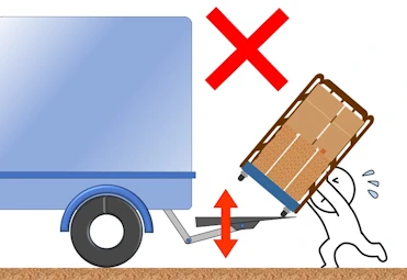 昇降板上の荷を地上から支えない